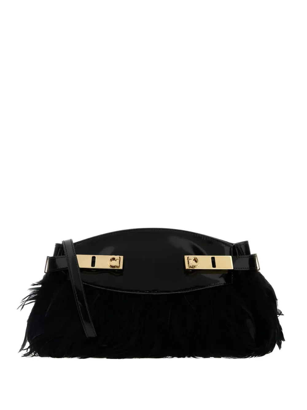 

Клатч из кожи с перьями Ferragamo, черный