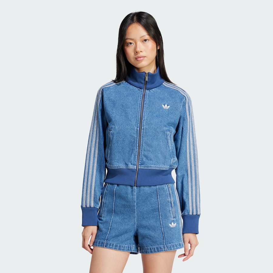 Толстовка с капюшоном на молнии ADIDAS ORIGINALS Adicolor Denim Track, Blue Denim — фото 2