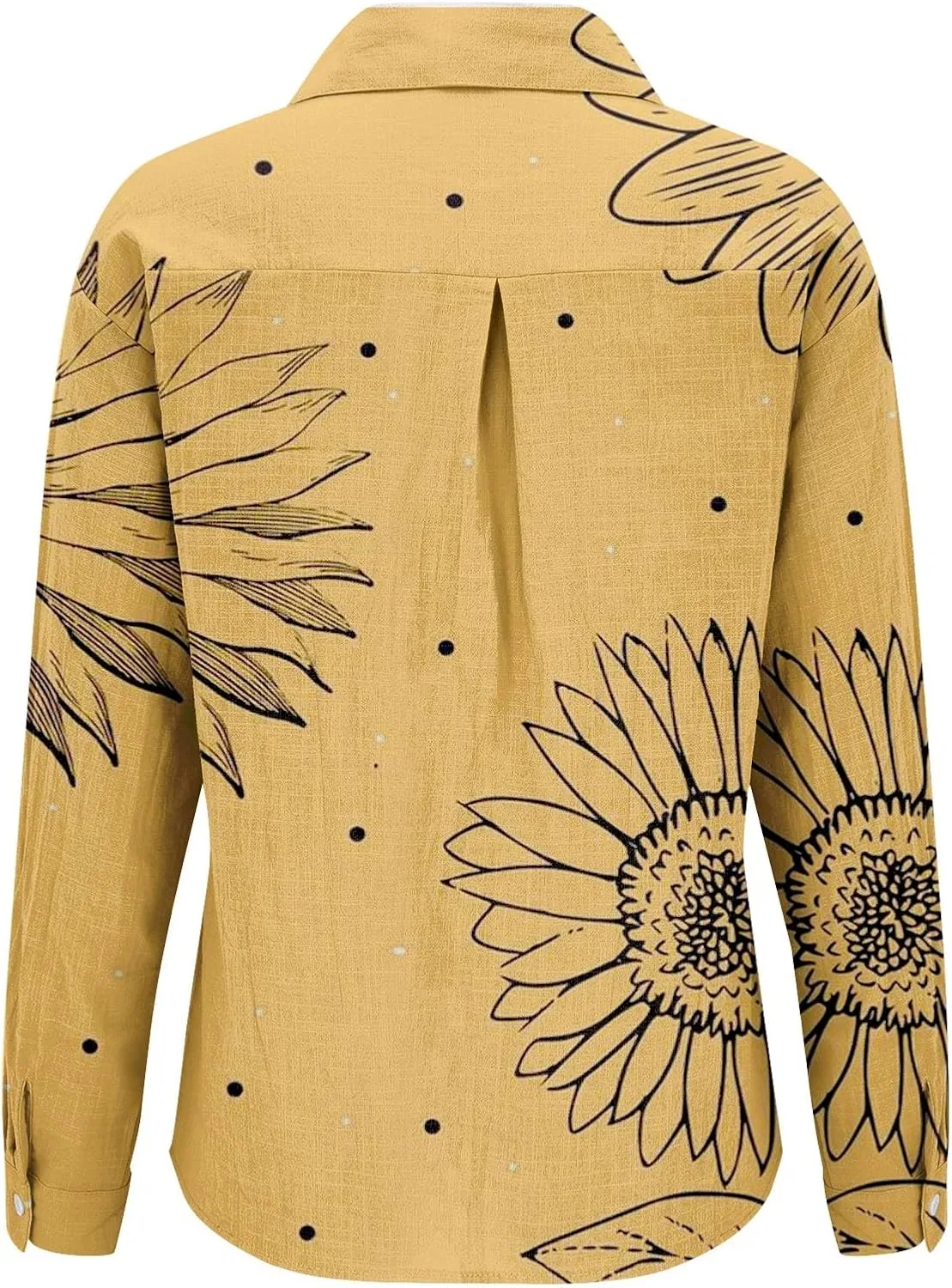Блуза с цветочным принтом, Women's Long Sleeve Printed Button Down Shirt, желтый — фото 3