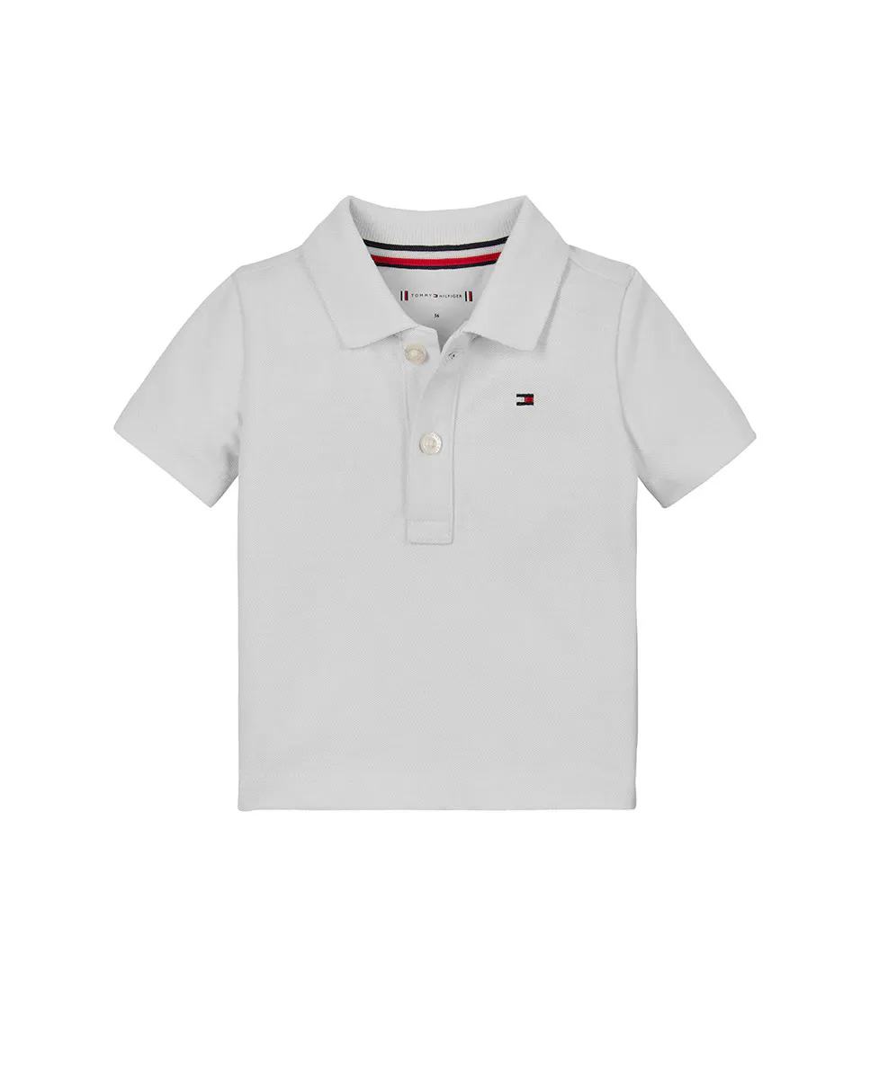 

Однотонная рубашка поло baby boy с короткими рукавами и вышитым флагом на груди Tommy Hilfiger, белый