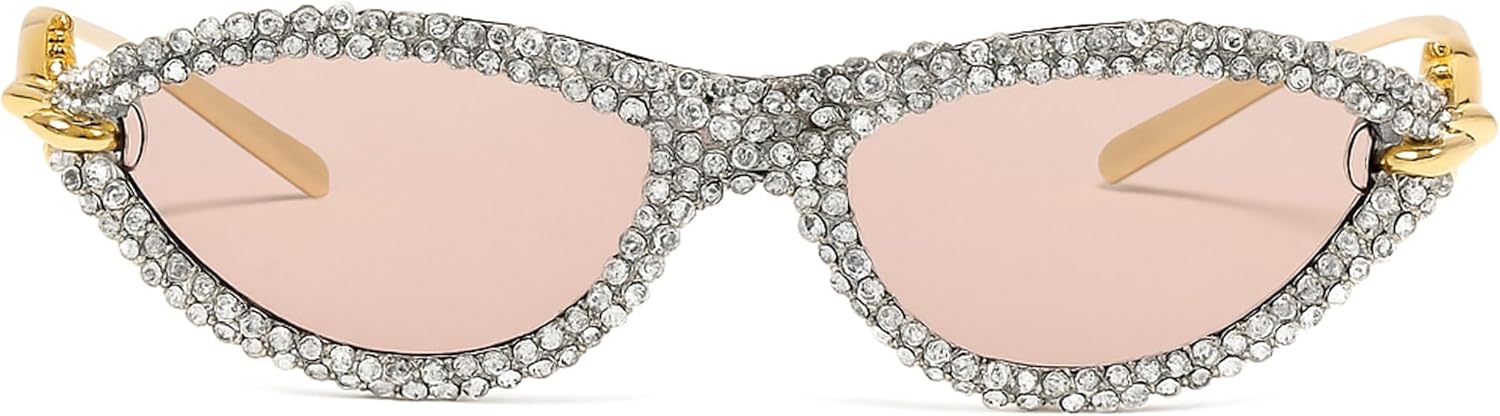 

bullabulling Модные солнцезащитные очки «кошачий глаз» со стразами для женщин, стильные солнцезащитные очки «кошачий глаз» в золотой металлической оправе, модные солнцезащитные очки 2025 года, Black Tea