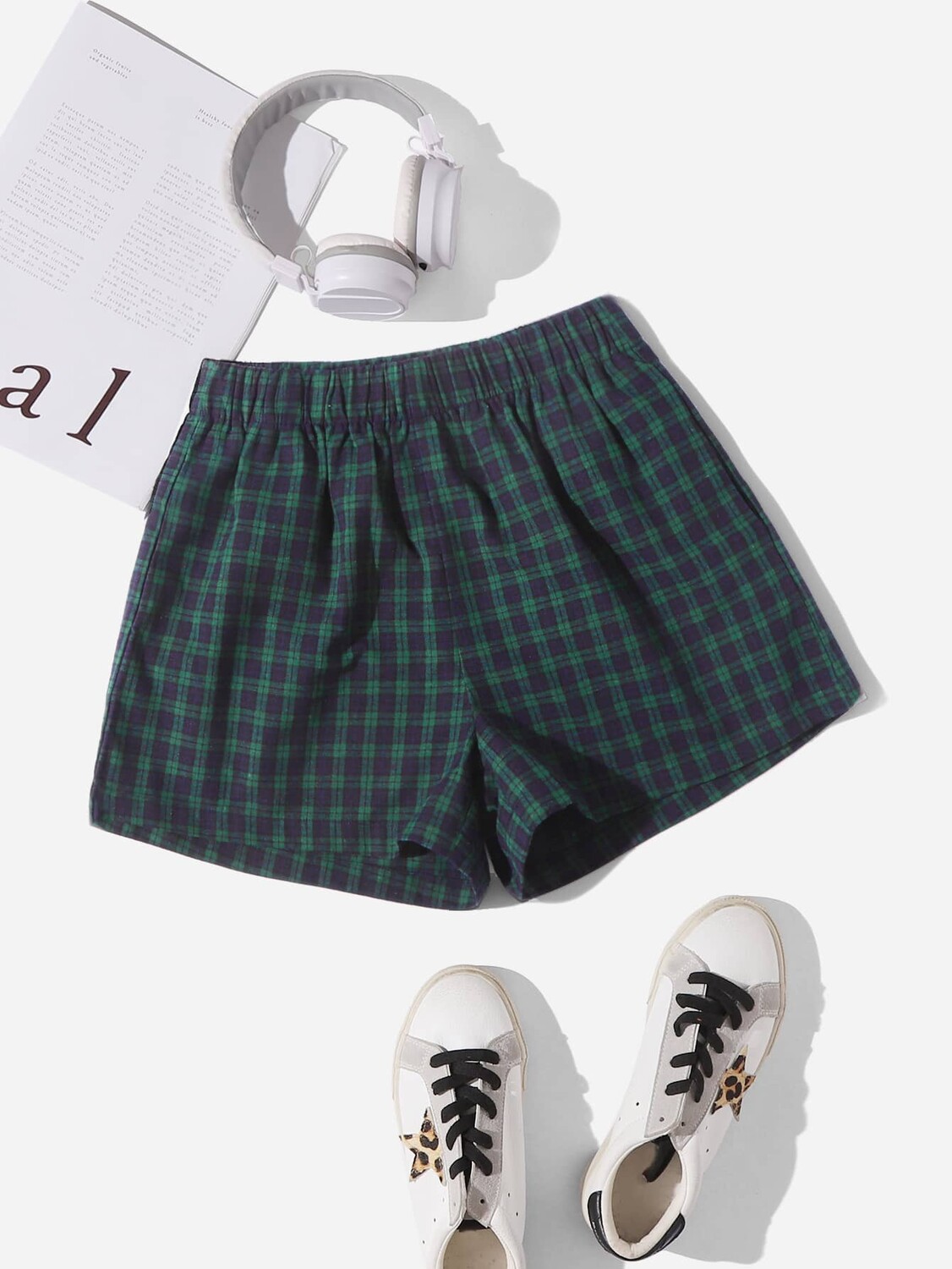 

SHEIN EZwear шорты с эластичной талией, узор, многоцветный