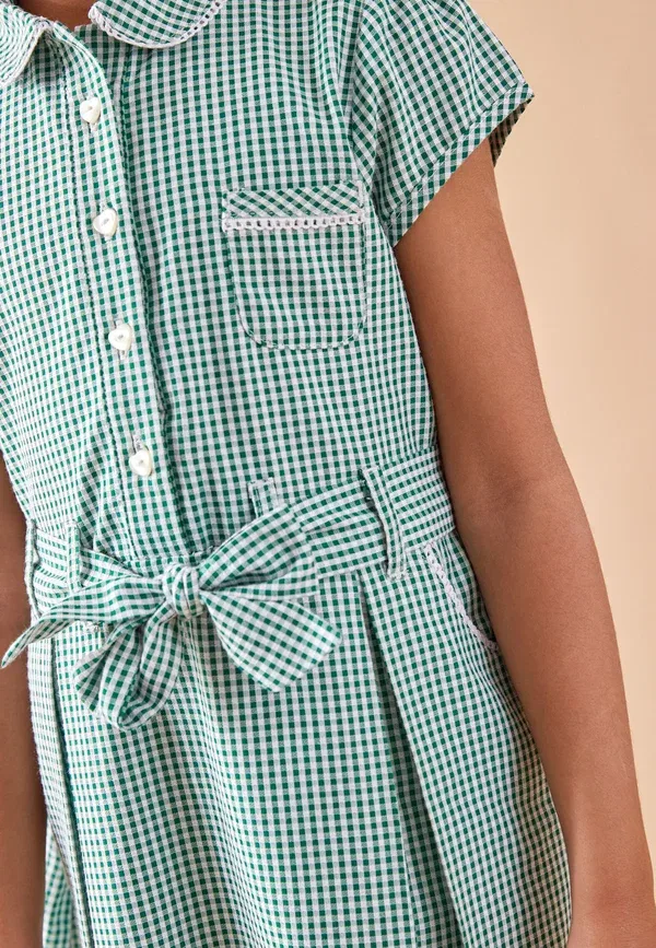 Платье-рубашка с бантом Gingham Next, зеленый — фото 4