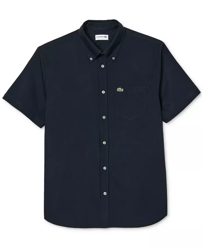 Мужская рубашка с коротким рукавом на пуговицах Oxford Lacoste, синий — фото 3