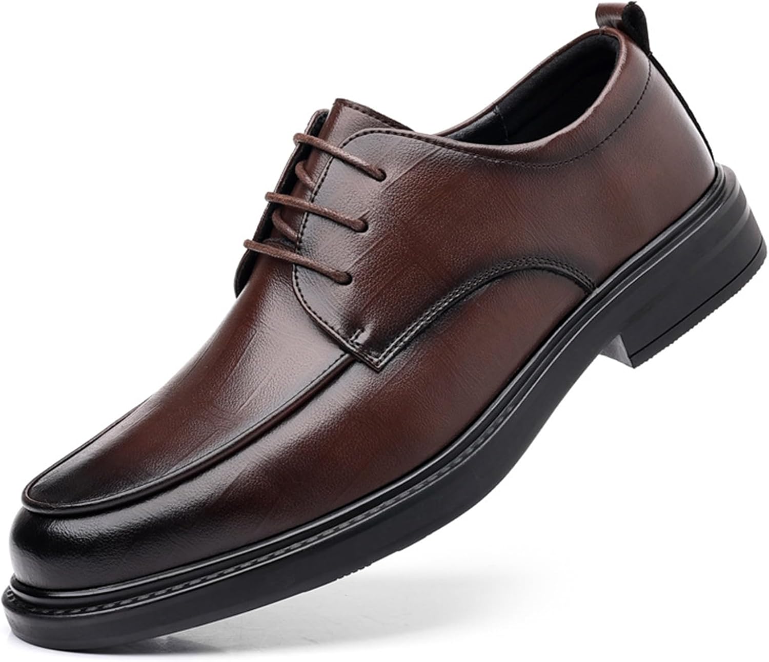 

Мужские кожаные оксфорды с массивным каблуком, удобный круглый носок, низкий каблук, нескользящие, на шнуровке, деловая и повседневная обувь, классические свадебные туфли Ghibhna, коричневый