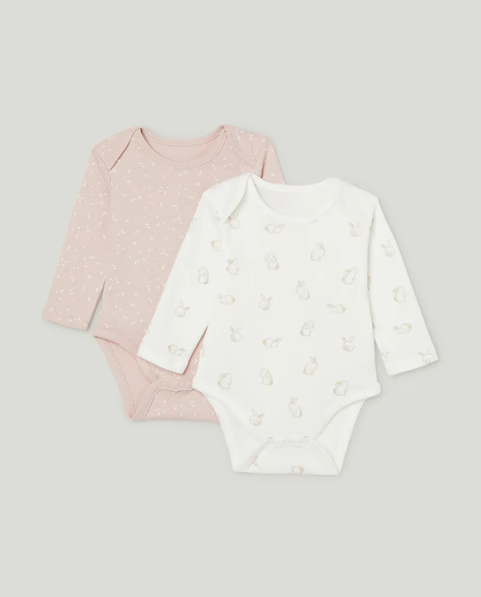 

Комплект из двух боди для девочек Cotton Juice, розовый