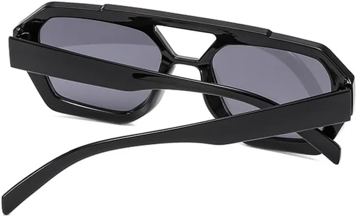 

Винтажные солнцезащитные очки для женщин и мужчин, толстая оправа, двойная перемычка, модные многоугольные очки для женщин, защита от УФ-излучения UV400 HVTVTLA, C11