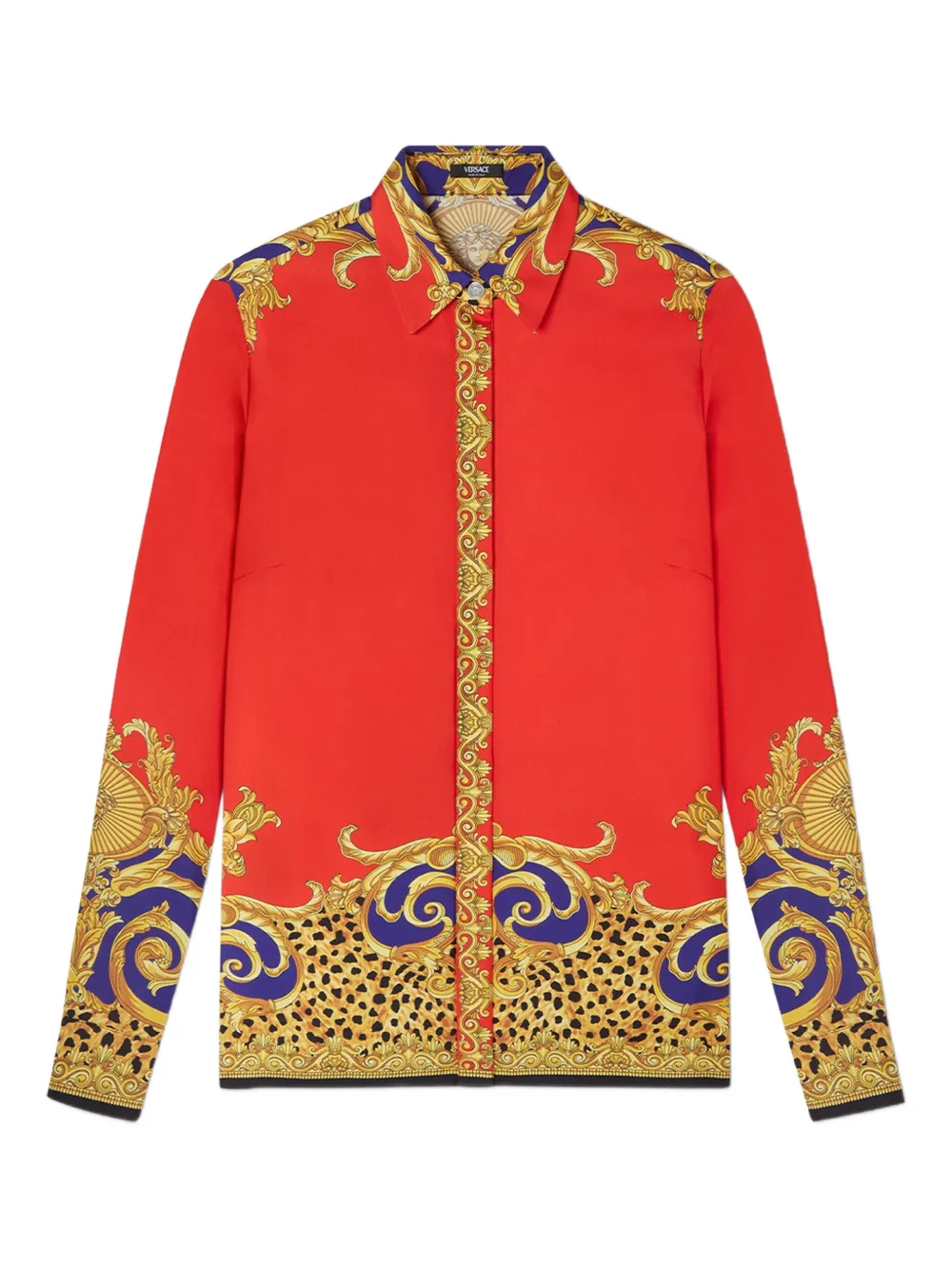

Шелковая рубашка Cheetah Barocco VERSACE, красный