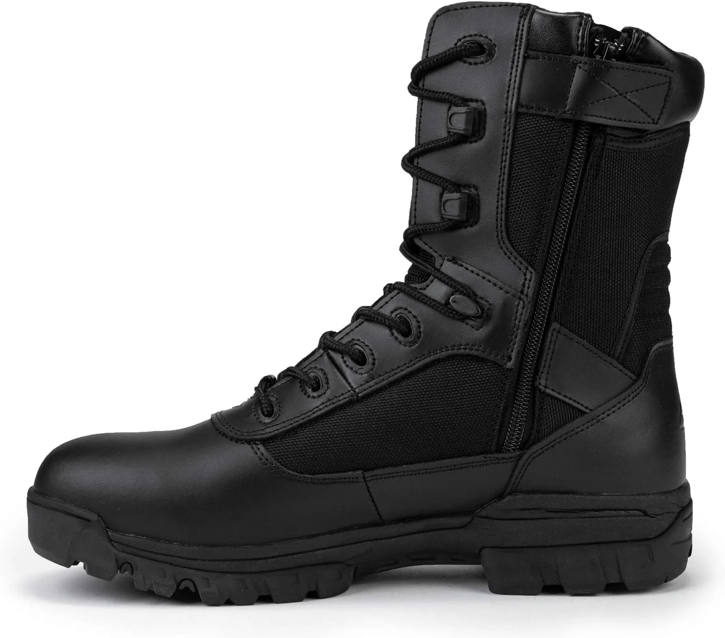 

Мужские черные военные тактические рабочие ботинки RYNO GEAR, подкладка CoolMax, боковая молния, кожаные мотоциклетные ботинки с противоскользящей подошвой для походов и боя