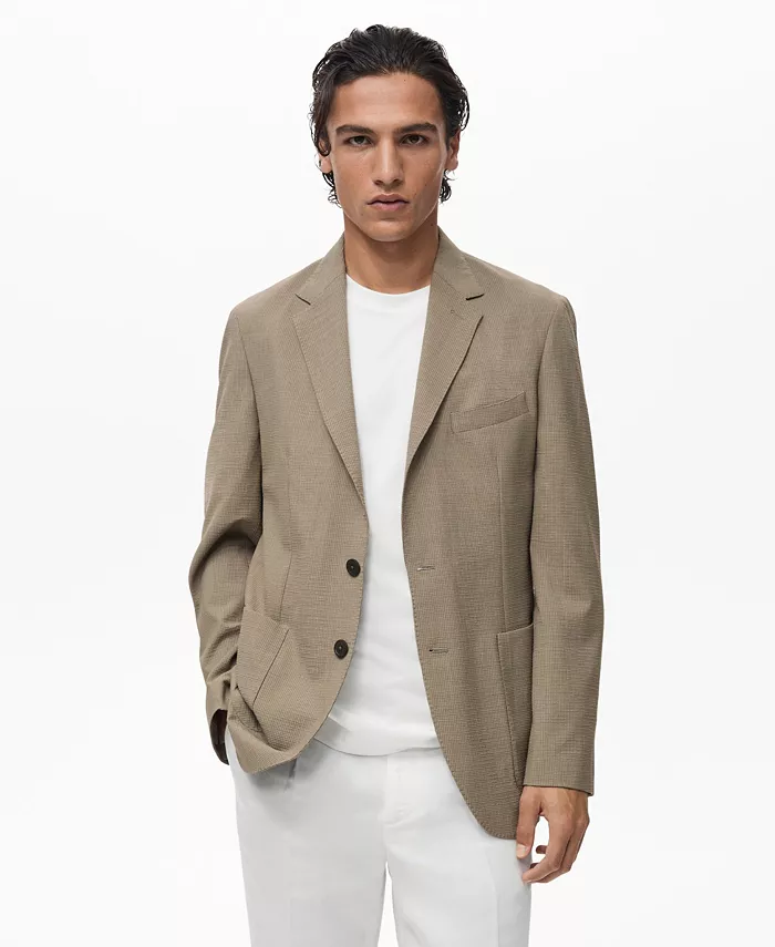 

Мужской приталенный пиджак из прохладной шерсти Slim-Fit Cool Wool Suit Blazer MANGO, серый