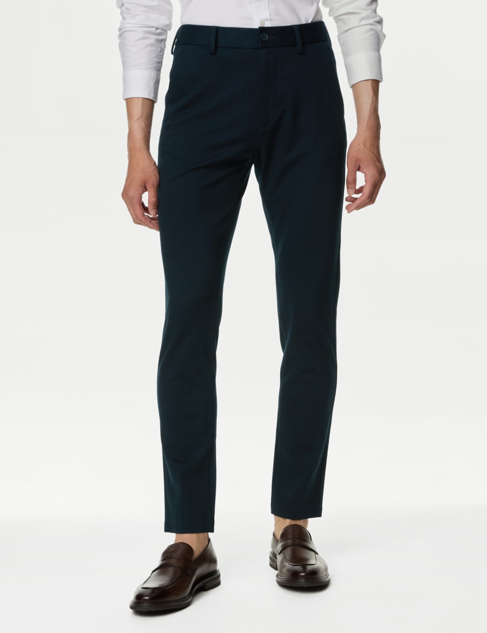 

Брюки-чиносы Slim Fit Stretch Ponte Marks & Spencer, темно-синий