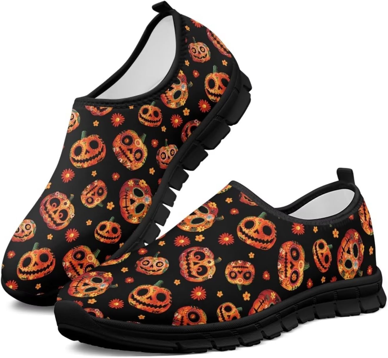 

Удобные женские слипоны для ходьбы Унисекс Взрослые модные повседневные кроссовки Fonplted, Pumpkin Print