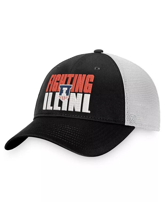 

Мужская черно-белая кепка Illinois Fighting Illini Stockpile Trucker Snapback Top Of The World, черный