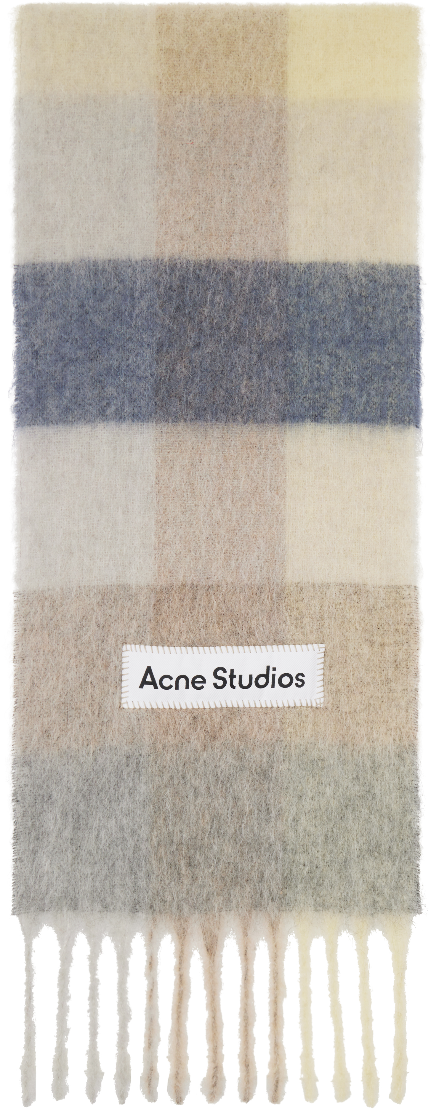 

Шарф из мохера в бежево-синюю клетку Acne Studios