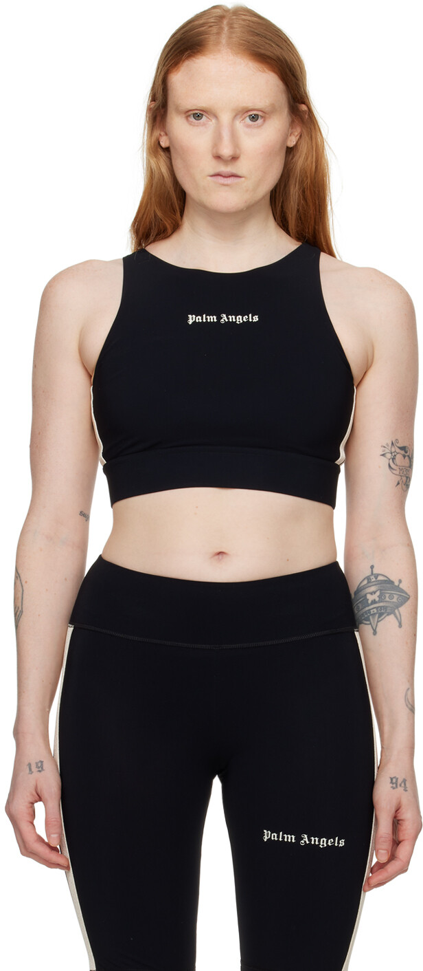 

Черная укороченная майка Palm Angels, цвет Black/Off white