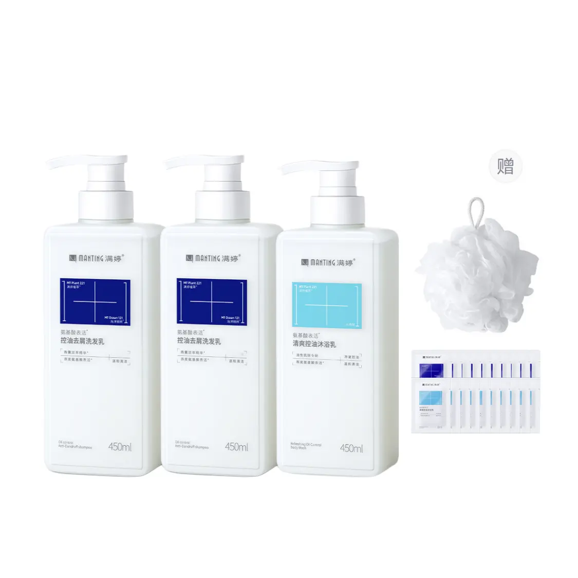 

Шампунь-крем с аминокислотами и ароматом фрезии для контроля жирности, лечения перхоти и успокаивающего очищения 450мл Manting