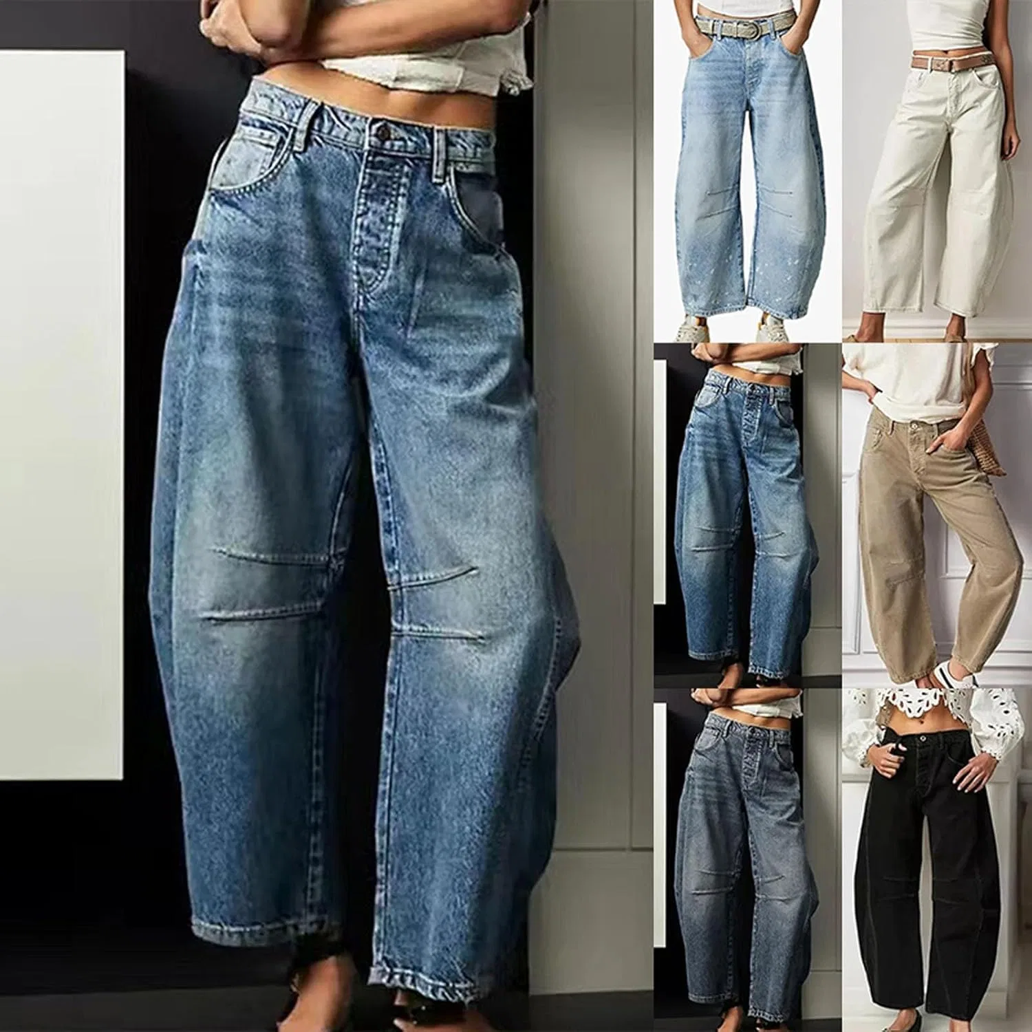 Джинсы широкие Barrel Jeans, Black — фото 4