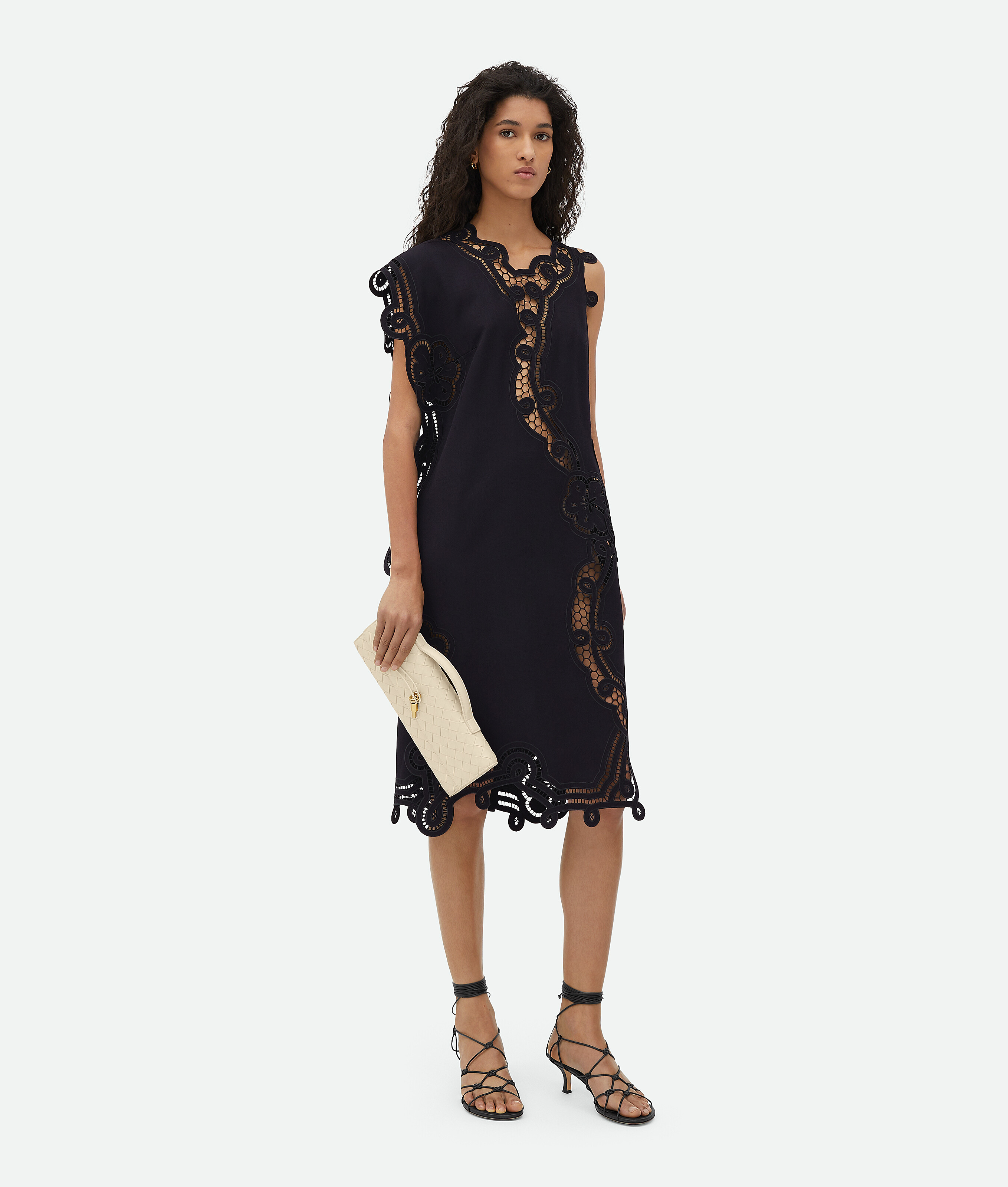 

Платье из вискозы и шелка Bottega Veneta, синий/черный