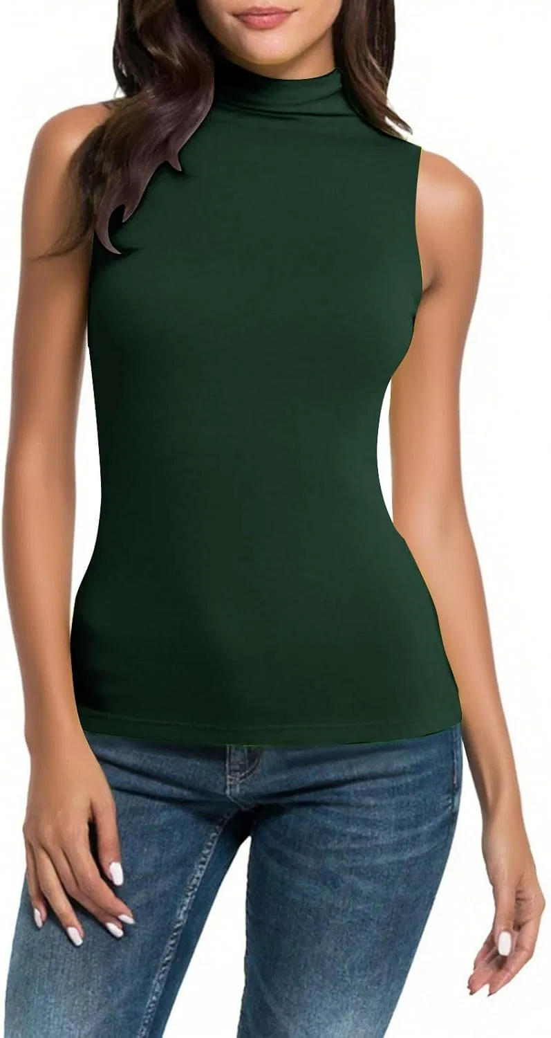 Топ с высокой горловиной, Slim Fit, Green