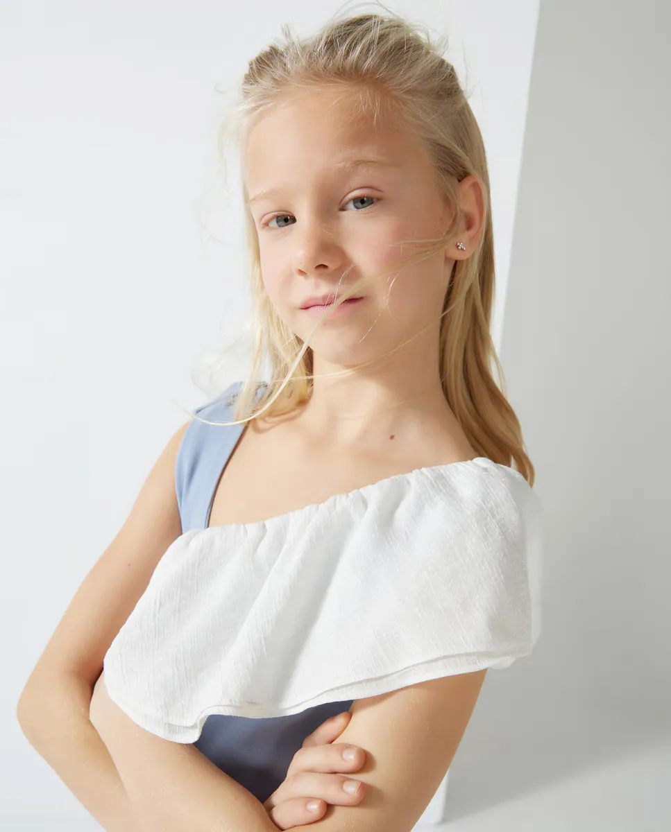 

Ассиметричный комбинезон для девичьей церемонии с подтяжками Coconut El Corte Inglés, светло-голубой