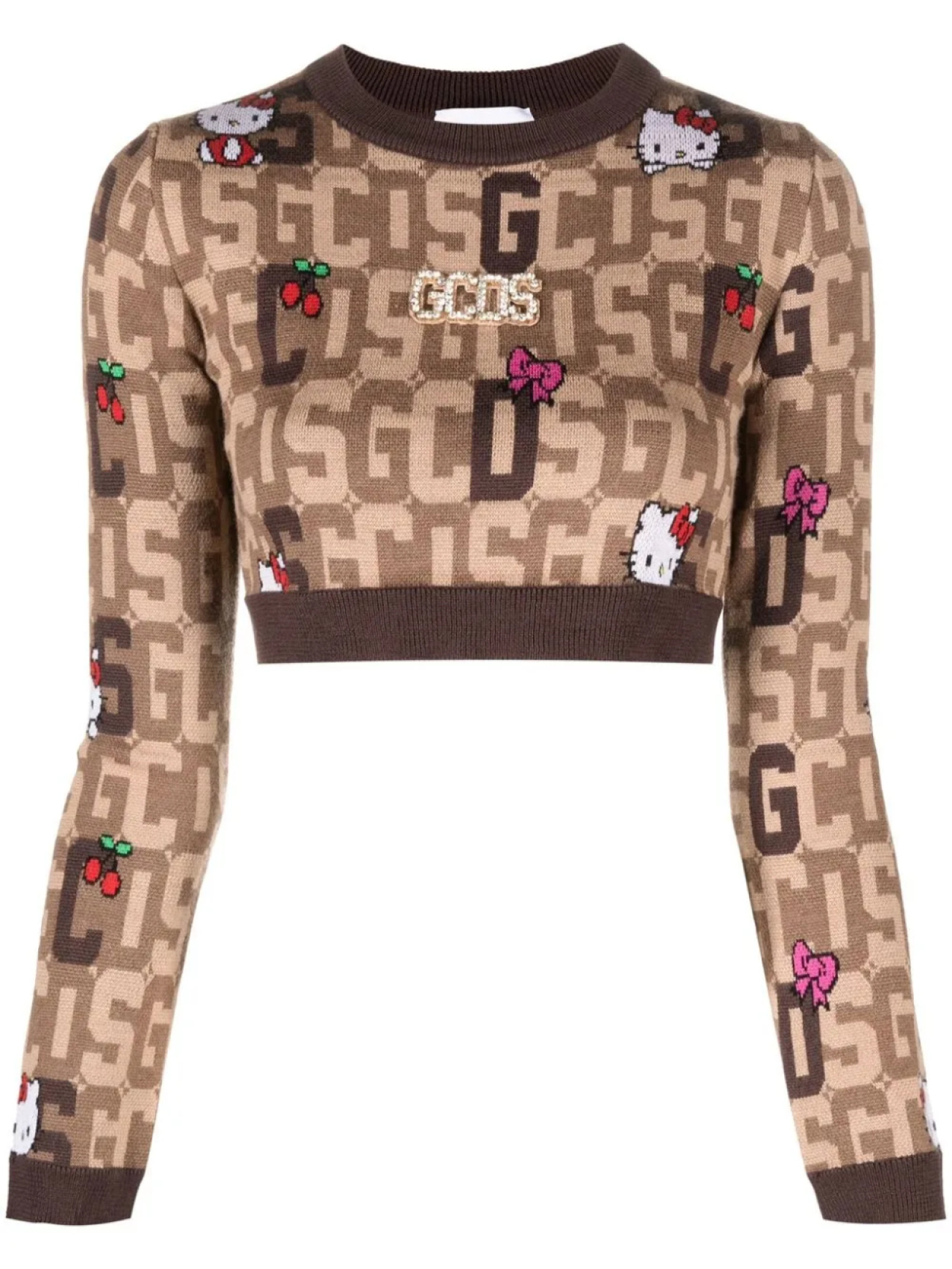 

GCDS укороченный топ из коллаборации с Hello Kitty, коричневый