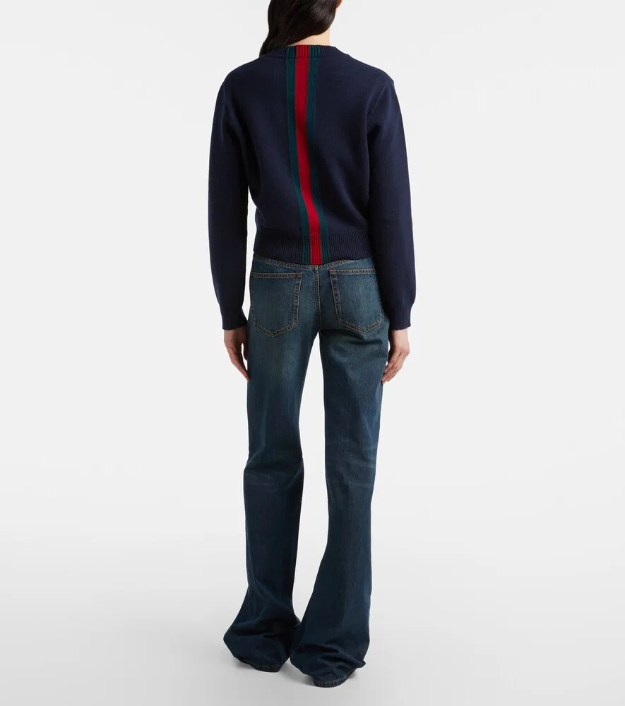 Джинсы Gucci Прямые с пряжкой Конская уздечка, классический крой, синий — фото 3