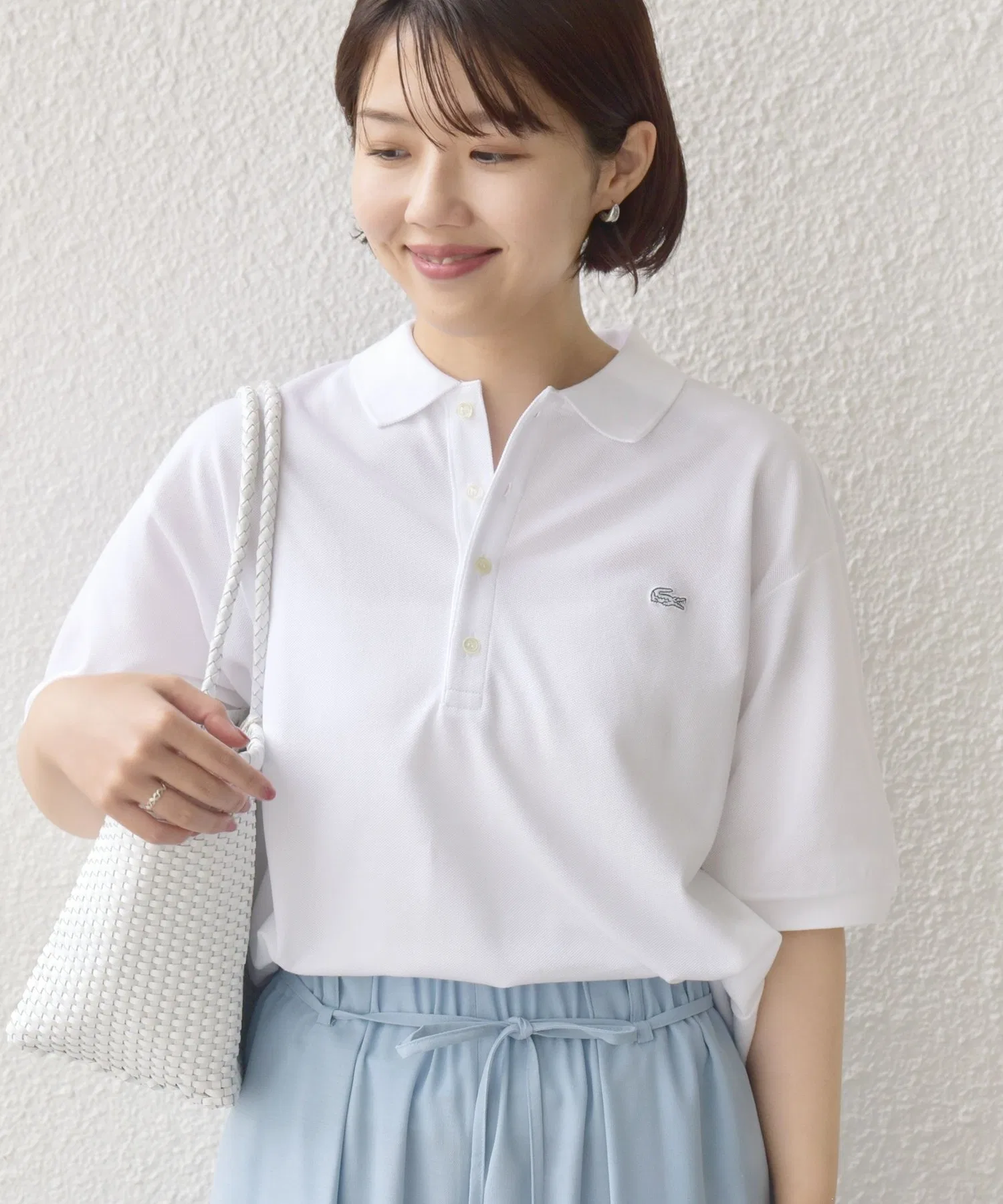 Поло LACOSTE Эксклюзивное, стираемое в машинке, белое