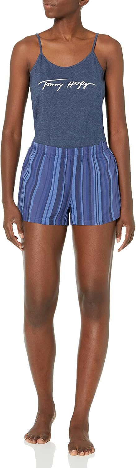 Женский пижамный комплект Tommy Hilfiger из 3 предметов: майка и короткий топ с воротником Nocha, Picnic Stripe Navy Blazer — фото 3
