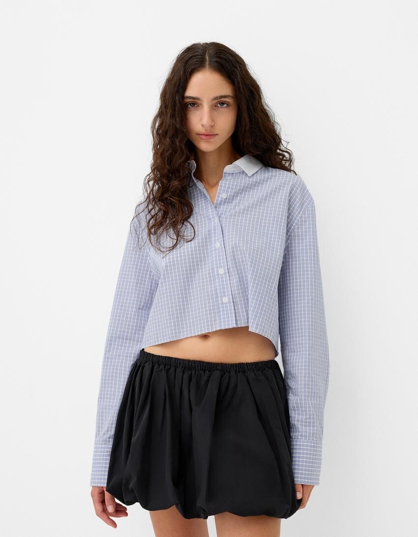 

Рубашка в клетку Bershka, синий