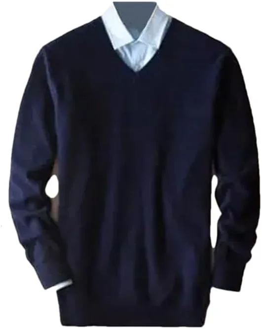 

Классический мужской пуловер с V-образным вырезом, теплый, свободного кроя