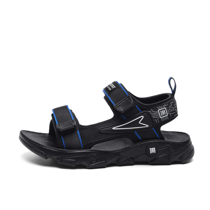 

Детские сандалии с противоскользящей амортизацией, устойчивые к истиранию, дышащие SHIBU, черный/синий