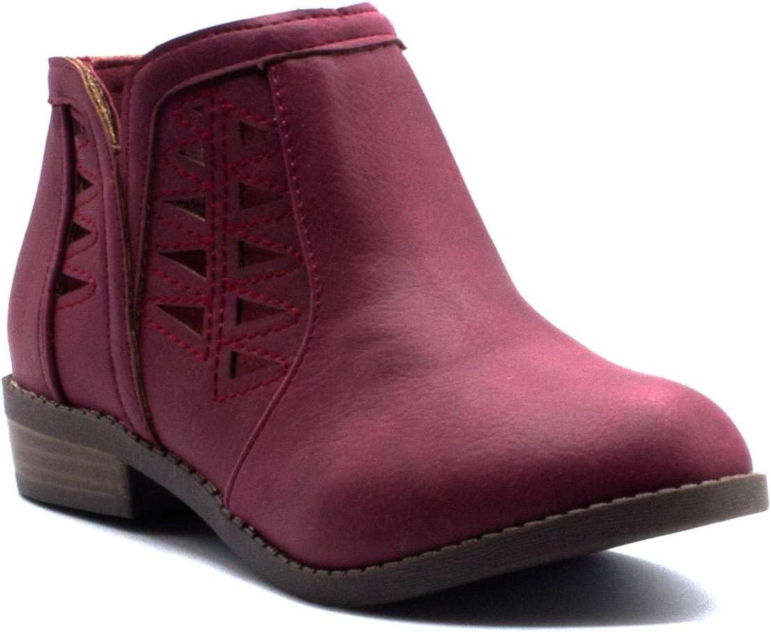 

Детские модные ботинки Jazamé Little Girls Bella с молнией, круглым носком и высокой щиколоткой, Wine-04