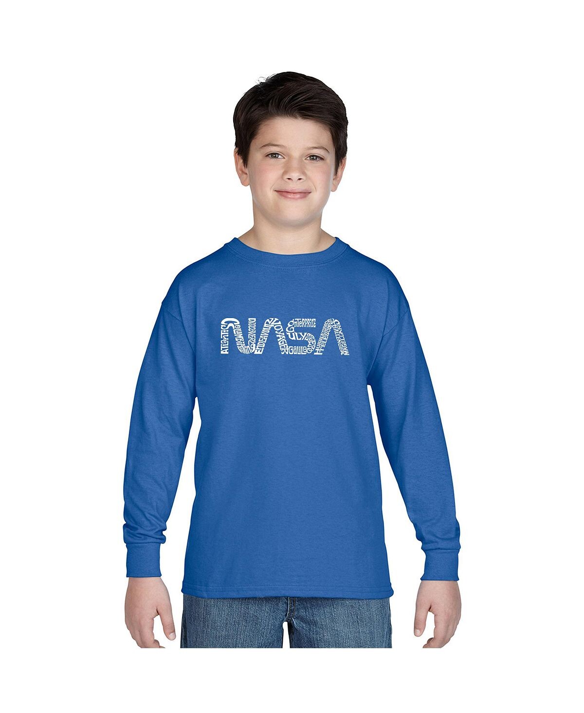 

Лонгслив Big Boy's Word Art — Worm Nasa LA Pop Art, синий