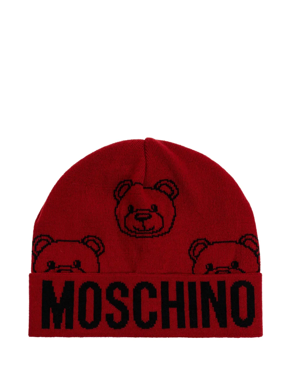 

Шапка с логотипом и принтом Тедди Moschino, красный