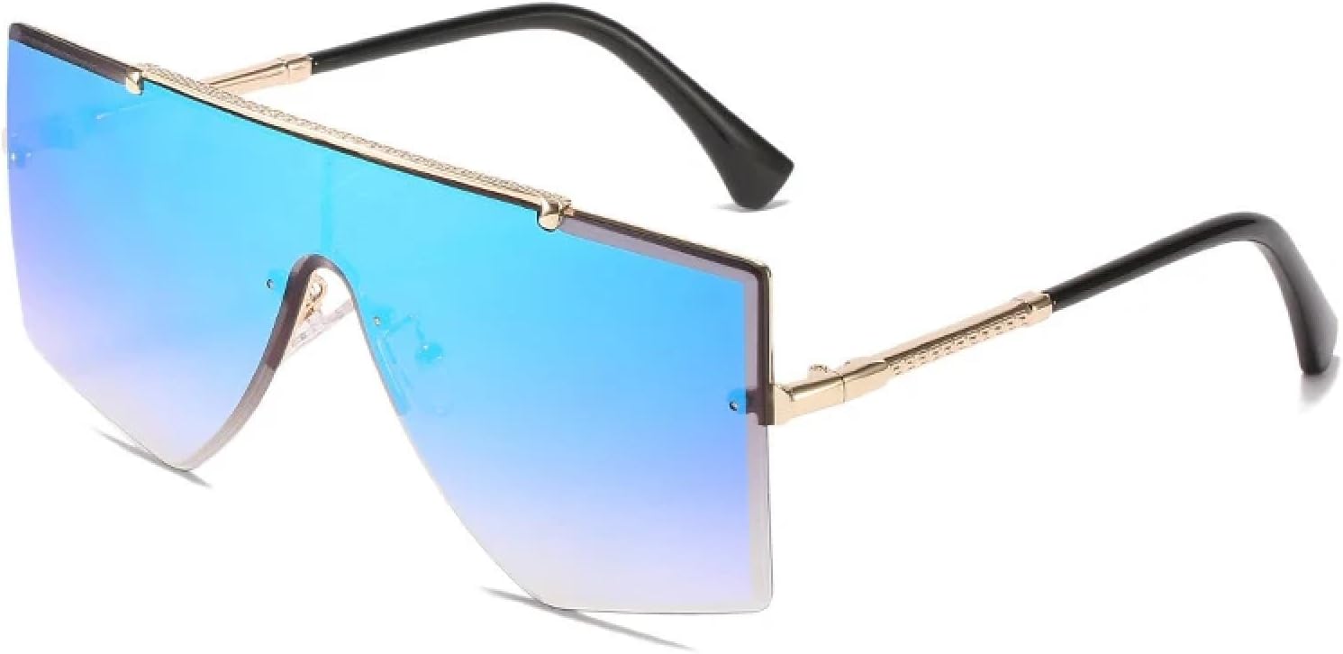 

Модные панк-солнцезащитные очки для мужчин и женщин, роскошные винтажные солнцезащитные очки для активного отдыха и вождения, защита от УФ-излучения UV400 TKKTLLT, Black Blue