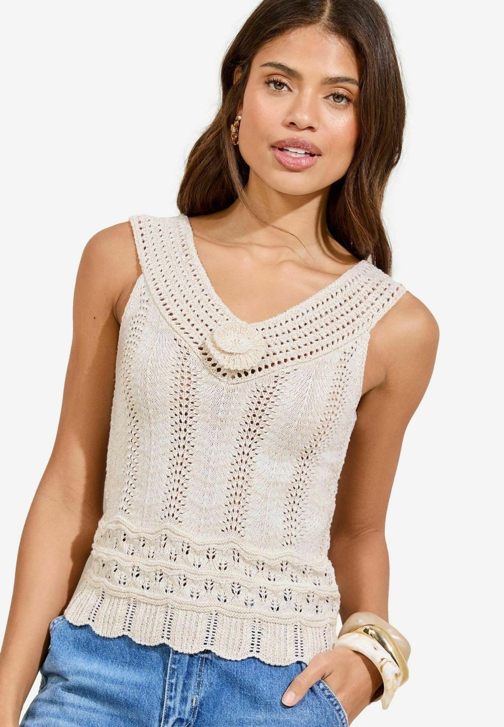

Топ V-NECK Lipsy, бежевый