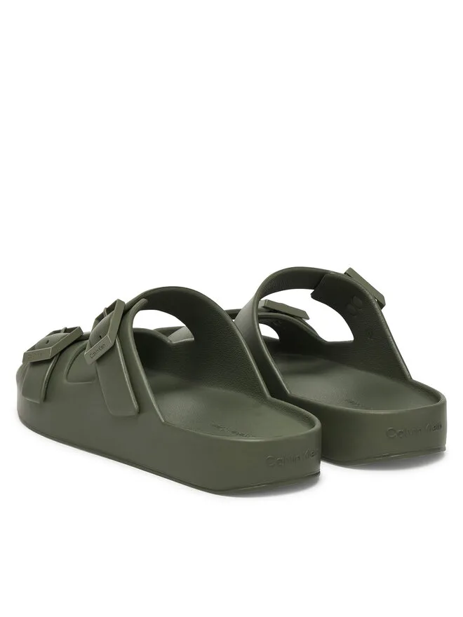 Calvin Klein Мюли Ergon Eva Double Bar Sandal HM0HM02116, зеленые — фото 3