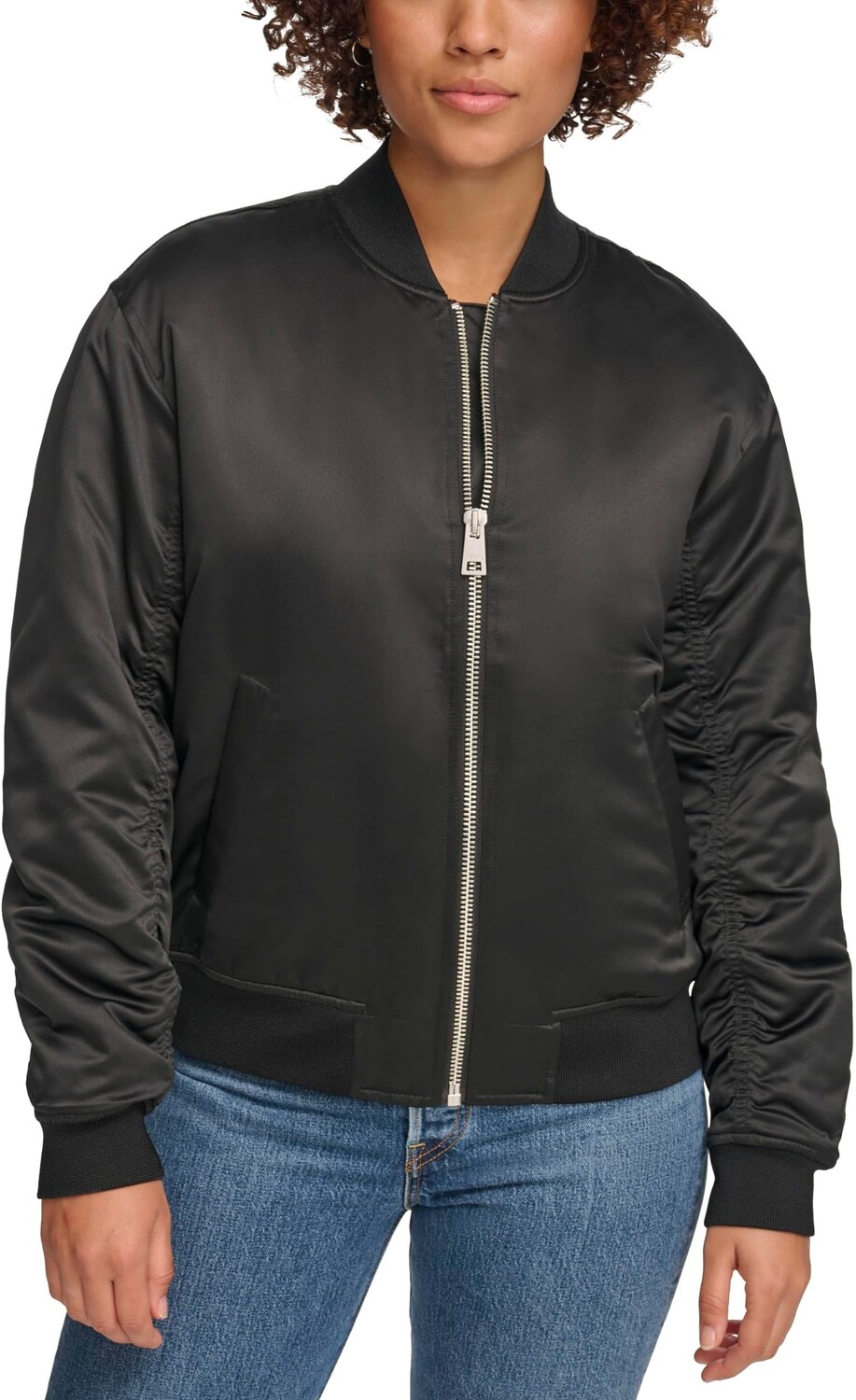 Куртка Levi's Fashion Bomber with Ruching on Sleeves, черный — фото 4