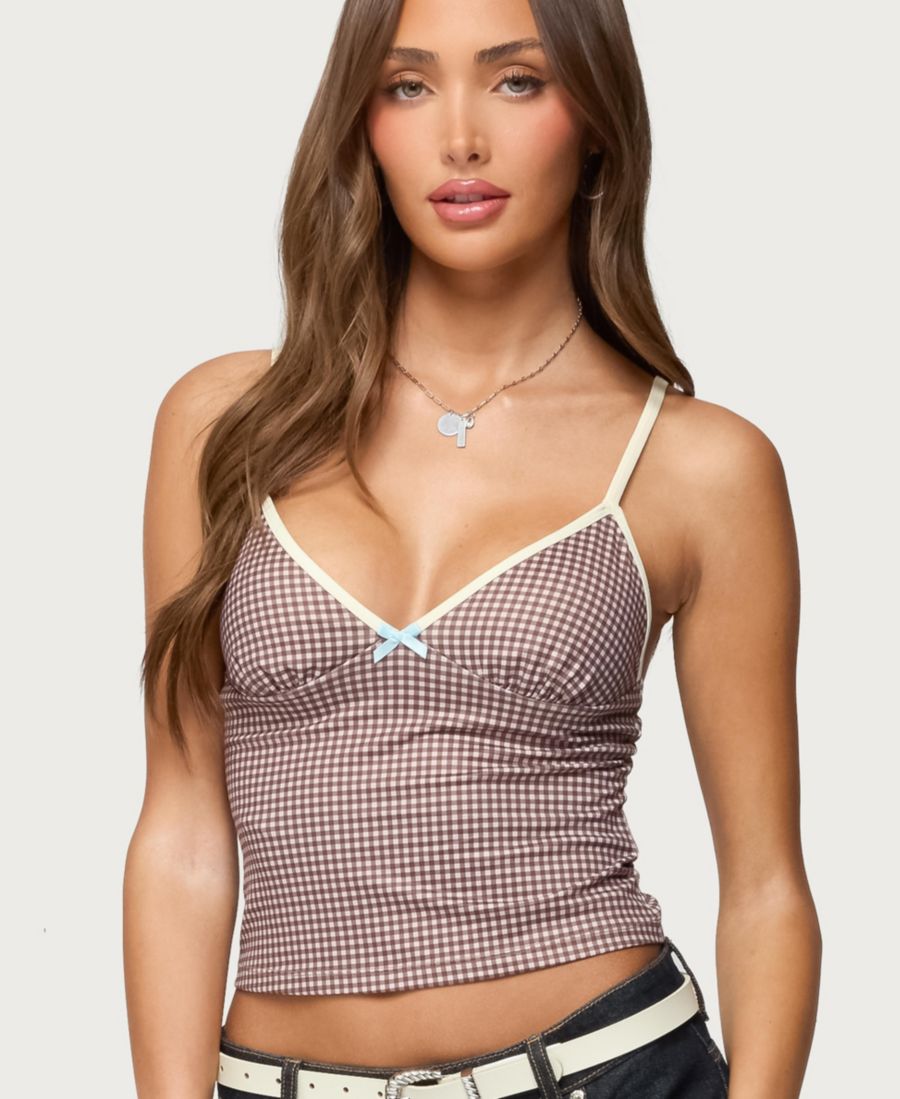 

Женская майка Bettie в контрастную клетку Edikted, Brown