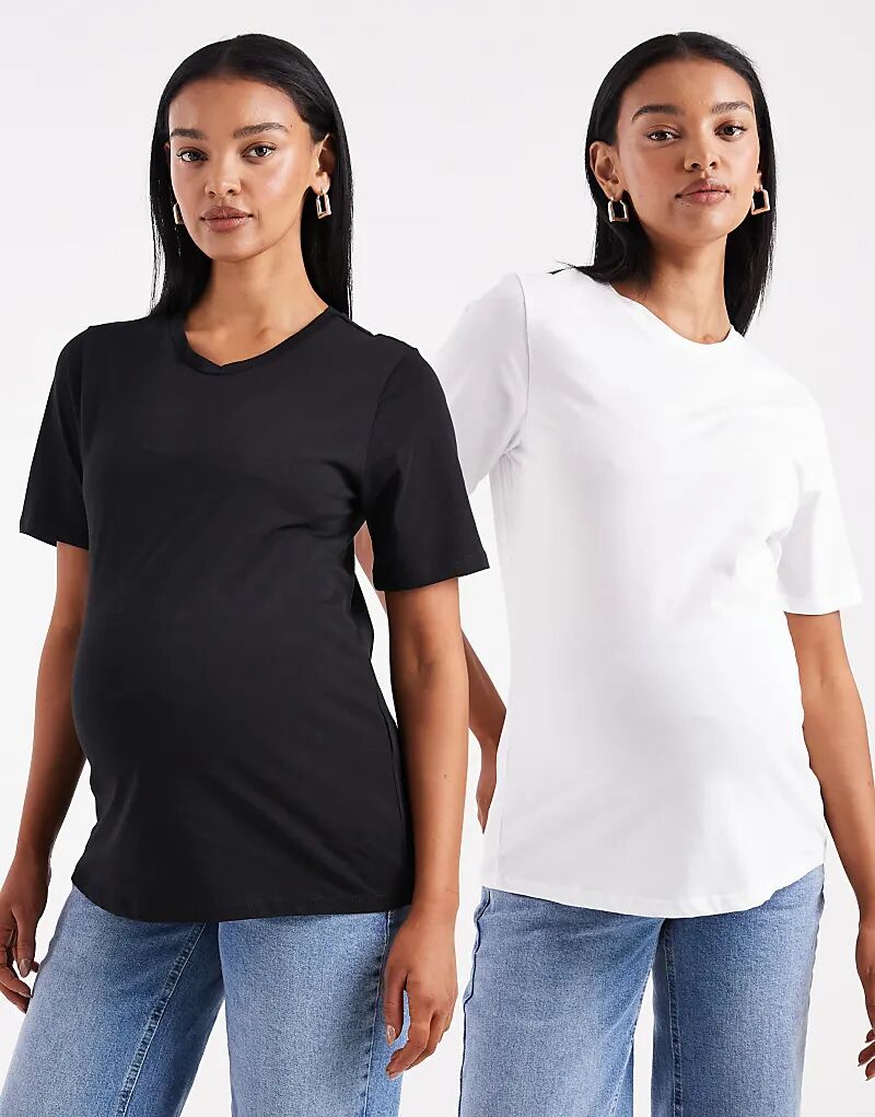 

ONLY 2 футболки для беременных в черном и белом цвете