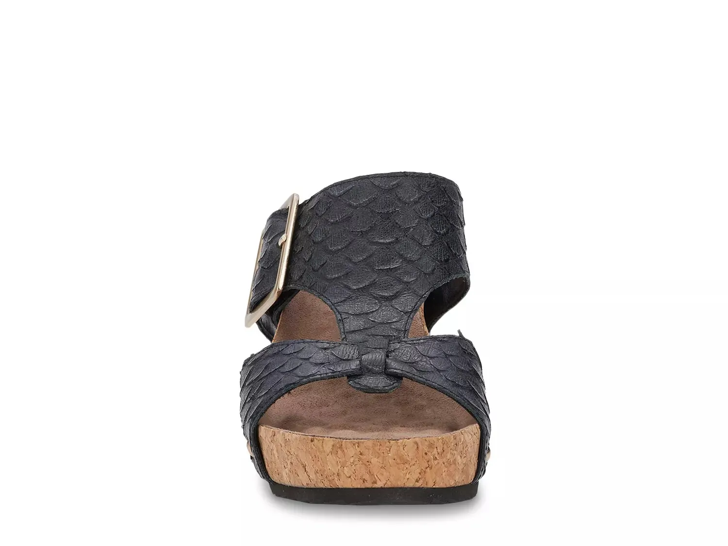 Сандалии Ros Hommerson Thea Wedge, черная кожа со змеиным принтом — фото 2