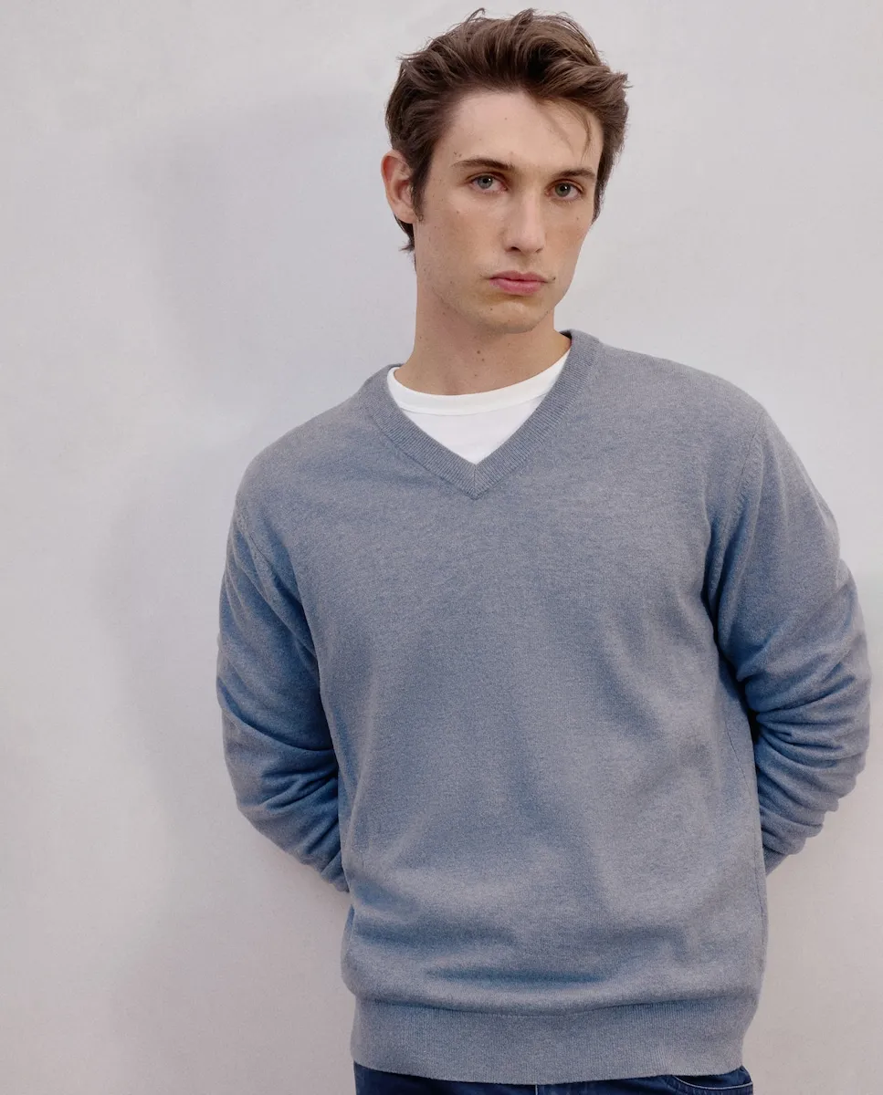 

Мужской свитер с V-образным вырезом Dustin, светло-голубой