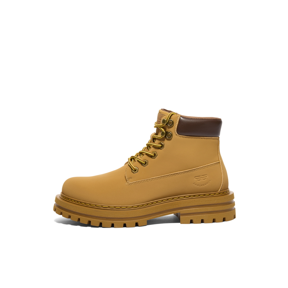 

Абразивостойкие противоскользящие короткие уличные ботинки с увеличенной высотой 4 см men's BELLE, желтый-fleece-lined