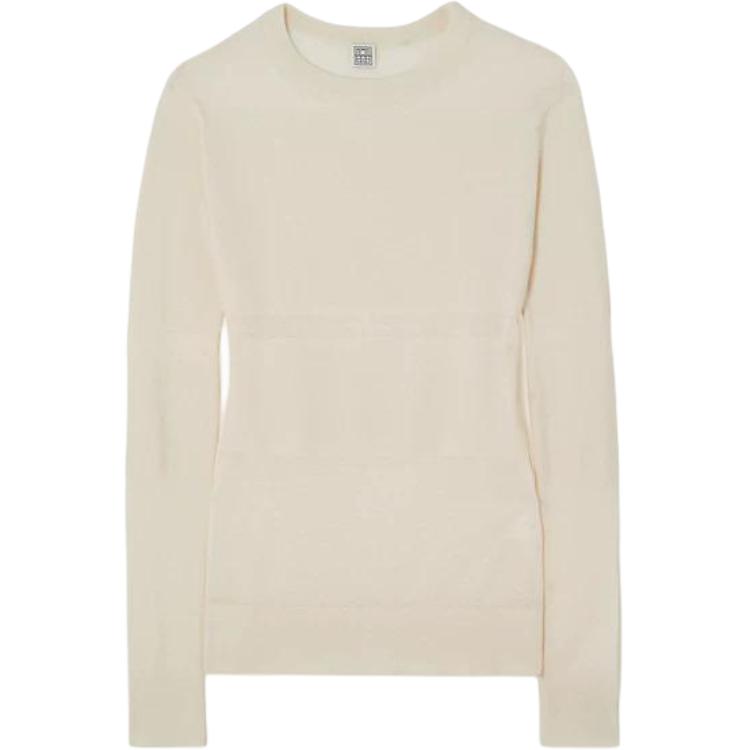 

TOTEME Трикотажный свитер для женщин, бежевый, с круглым вырезом, умеренная посадка