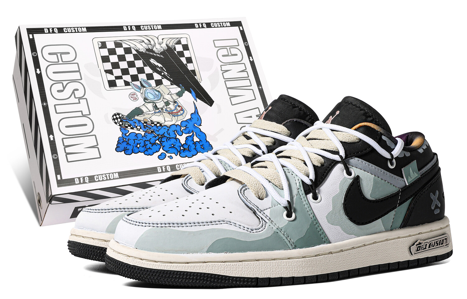 

Кроссовки Air Jordan 1 Vintage Basketball Shoes Women's Low-top Green/Black/White, черный