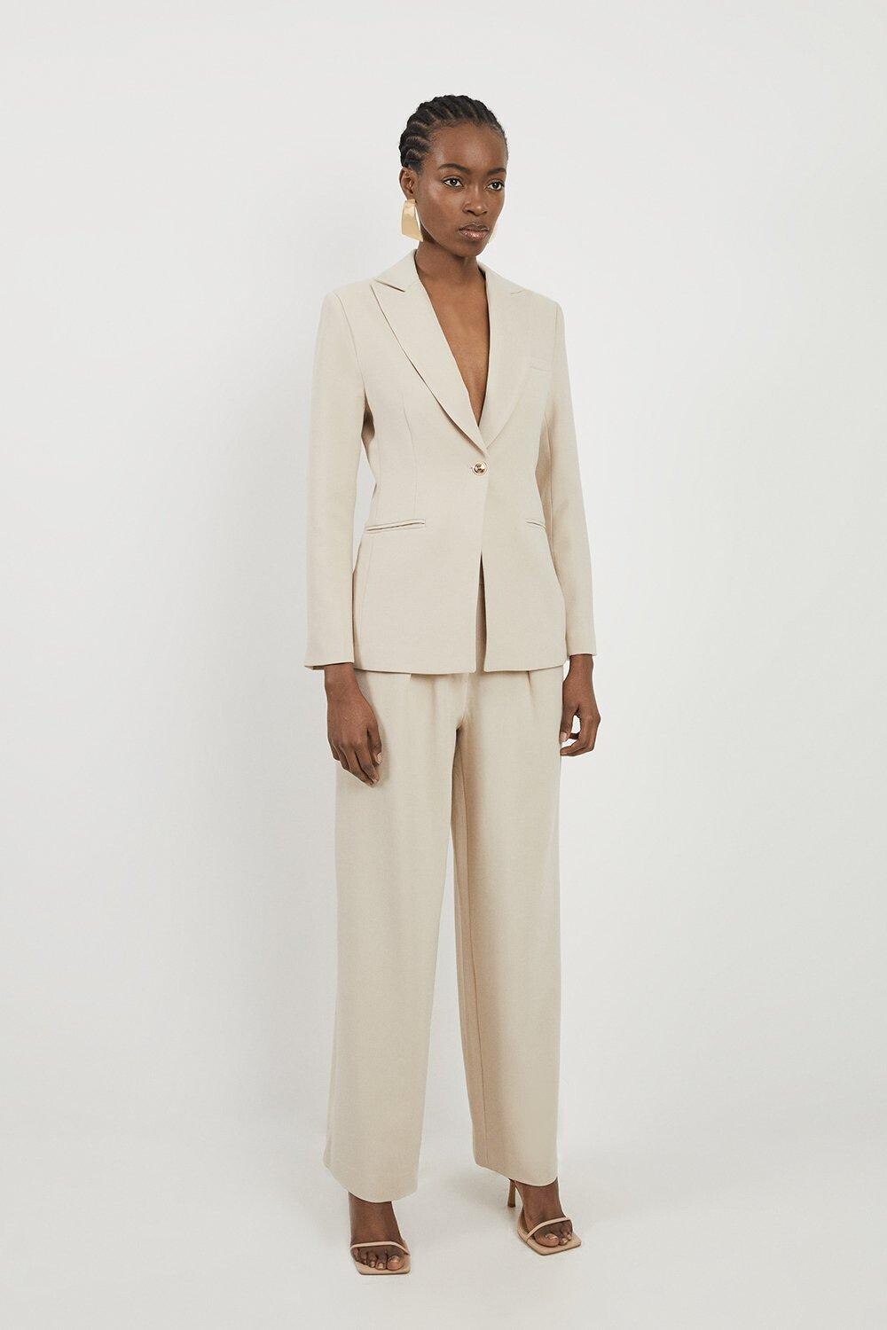 

Однобортный пиджак строгого кроя Compact Stretch Essential Karen Millen, бежевый
