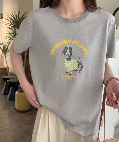 

Футболка оверсайз, смесовая хлопковая ткань, принт спереди LOWO, серый