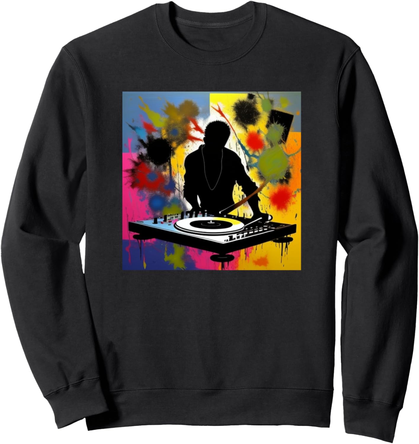 

Толстовка с изображением силуэта диджея и проигрывателя виниловых пластинок Dj Turntable Discjockey Men Women - Kids Boys Gift, черный