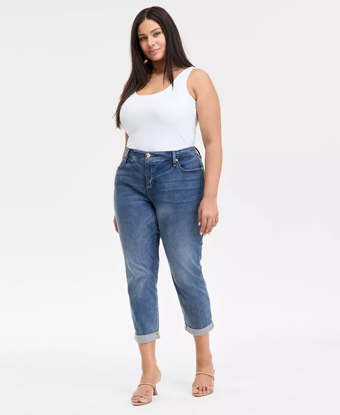 

Джинсы-бойфренды с закатанными манжетами Plus Size Slim Tech I.N.C. International Concepts, синий