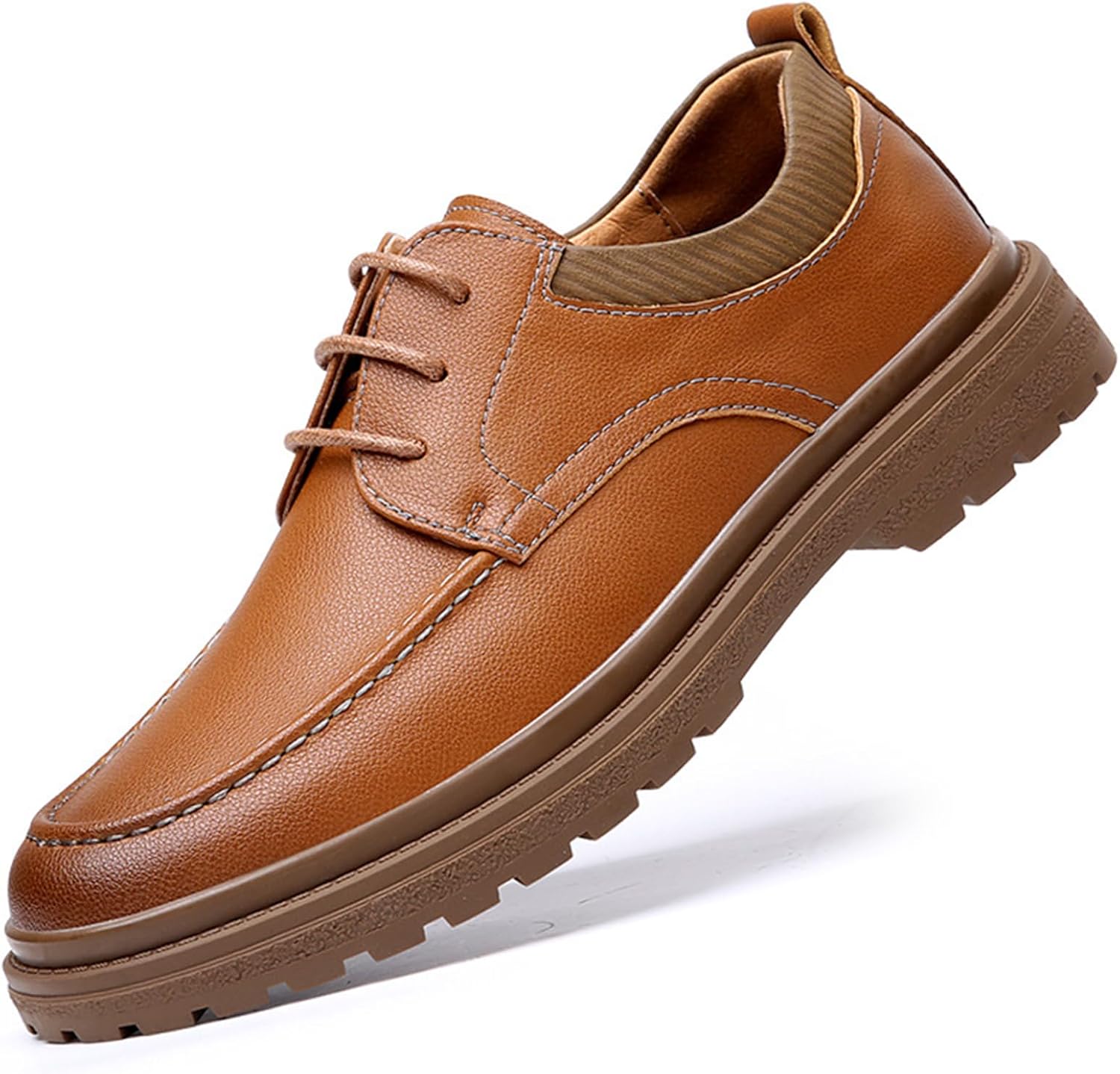 

Мужские кожаные классические оксфорды на шнуровке, повседневные низкие удобные дерби с противоскользящей подошвой, деловая обувь Tokouk, желтый